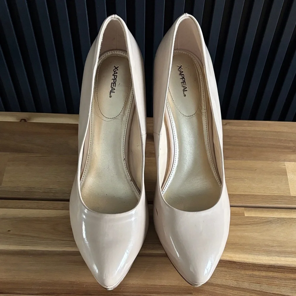 Patent Pink Nude Pointy Toe Platform High Heels - Picture 5 of 8